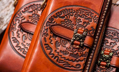 Handmade Leather Mens Tibetan Chain Biker Wallet Cool Leather Wallet Long Clutch Wallets for Men - imessengerbags