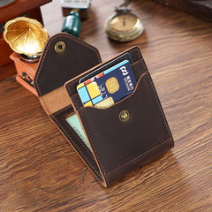 Leather Small Mens Wallet Zipper billfold Front Pocket Wallet Driver's License Card Wallet for Men - imessengerbags