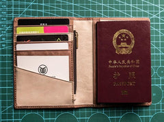 Vintage Leather Men Small Slim Travel Wallet Passport Wallet for Men - imessengerbags