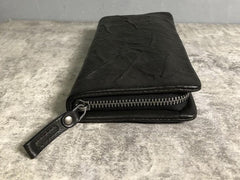 Genuine Leather Mens Cool Long Leather Wallet Zipper Clutch Wristlet Wallet for Men - imessengerbags