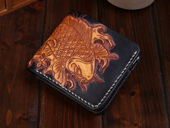 Handmade Leather Carp Mens billfold Wallet Cool Leather Wallet Slim Wallet for Men - imessengerbags