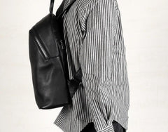 Genuine Leather Mens Cool Backpack Sling Bag Large Black Travel Bag Hiking Bag for men