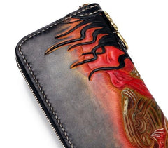 Handmade Leather Mahākāla Mens Chain Biker Wallet Cool Leather Wallet With Chain Wallets for Men