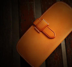 Handmade Leather Men Slim Cool Leather Wallet Long Phone Clutch Wallets for Men - imessengerbags