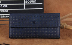 Genuine Leather Mens Cool Long Leather Wallet Zipper Clutch Wristlet Wallet for Men - imessengerbags