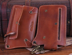 Genuine Leather Mens Cool Phone Key Wallet Card Slim Wallet Key Holder Car Key Case for Men - imessengerbags