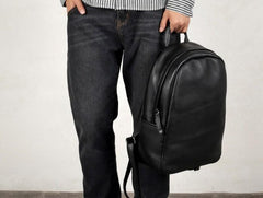 Genuine Leather Mens Cool Backpack Sling Bag Large Black Travel Bag Hiking Bag for men - imessengerbags