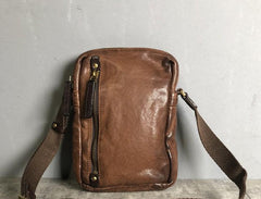 Genuine Leather Mens Cool Chest Bag Sling Bag Crossbody Bag Travel Bag Hiking Bag for men - imessengerbags