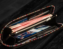 Handmade Leather Men Tooled Acalanatha Cool Leather Wallet Long Phone Clutch Wallets for Men - imessengerbags