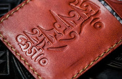 Handmade Leather License Wallet Tooled Mens billfold Wallet Cool Leather Wallet Slim Wallet for Men - imessengerbags