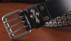Genuine Leather Punk Rock Biker Trucker Mens Belt Men Black Coffee Belt for Men - imessengerbags