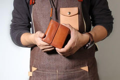 Genuine Leather Mens Cool billfold Leather Wallet Men Small Wallets Trifold for Men - imessengerbags