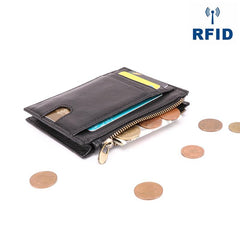 RFID Leather Mens Small Wallet Cardholder Wallet Front Pocket Wallets for Men - imessengerbags