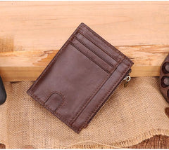 RFID Leather Mens Small Wallet Cardholder Wallet Front Pocket Wallets for Men - imessengerbags
