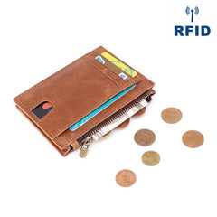 RFID Leather Mens Small Wallet Cardholder Wallet Front Pocket Wallets for Men - imessengerbags
