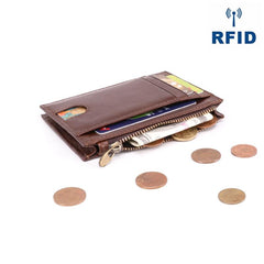 RFID Leather Mens Small Wallet Cardholder Wallet Front Pocket Wallets for Men - imessengerbags