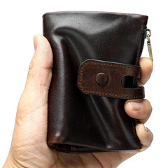 RFID Brown Leather Men's Double Zipper Small Wallet Black billfold Wallet For Men - imessengerbags