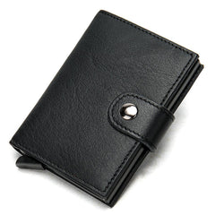 Cool RFID Black Leather Men's Card Holder Card Bifold Small Wallet For Men - imessengerbags