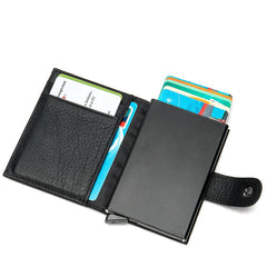 Cool RFID Black Leather Men's Card Holder Card Bifold Small Wallet For Men - imessengerbags