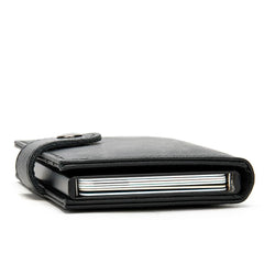 Cool RFID Black Leather Men's Card Holder Card Bifold Small Wallet For Men - imessengerbags