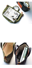 Green Canvas Leather Mens Womens Tote Shoulder Bags Messenger Bag Gray Tote Handbag For Men and Women - imessengerbags
