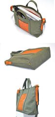 Green Canvas Leather Mens Womens Tote Shoulder Bags Messenger Bag Gray Tote Handbag For Men and Women - imessengerbags