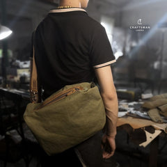 Army Green Canvas Mens Sling Bag One Shoulder Pack Sling Pack Bag For Men - imessengerbags