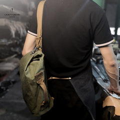 Army Green Canvas Mens Sling Bag One Shoulder Pack Sling Pack Bag For Men