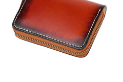 Around Zip Brown Tooled Leather Card Wallet Mens Feather Zipper Card Holder for Men