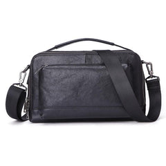 Black LEATHER MENS Small Postman Bag SIDE BAG COURIER BAG Black MESSENGER BAG FOR MEN - imessengerbags