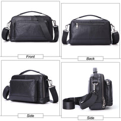 Black LEATHER MENS Small Postman Bag SIDE BAG COURIER BAG Black MESSENGER BAG FOR MEN - imessengerbags