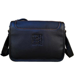 Black LEATHER MENS 10-inch Small Postman Bag SHOULDER BAG SIDE BAG COURIER BAG IPAD MESSENGER BAG FOR MEN - imessengerbags
