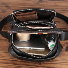 BADASS Black LEATHER MENS Ipad Vertical SIDE BAG COURIER BAG Vertical MESSENGER BAG FOR MEN - imessengerbags