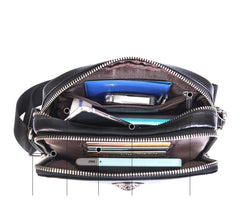 BADASS Black LEATHER MENS Small Ipad Courier Bag SIDE BAG Casual MESSENGER BAG FOR MEN - imessengerbags