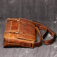 Vintage Brown LEATHER MENS Messenger Bag Side Bag Brown Postman Bag Courier Bag FOR MEN