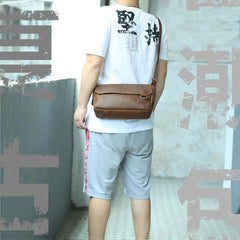 BADASS Brown LEATHER MENS SMall Postman BAG SIDE BAG COURIER BAG MESSENGER BAG FOR MEN - imessengerbags