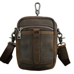 BADASS Brown LEATHER MEN Belt Pouch Belt Bag Waist BAG MIni Side Bag FOR MEN - imessengerbags