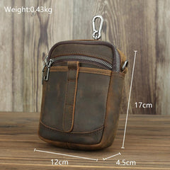 BADASS Brown LEATHER MEN Belt Pouch Belt Bag Waist BAG MIni Side Bag FOR MEN - imessengerbags