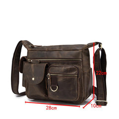 BADASS Dark Brown LEATHER MENS Small COURIER BAG Postman BAG SIDE BAG MESSENGER BAG FOR MEN - imessengerbags