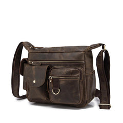 BADASS Dark Brown LEATHER MENS Small COURIER BAG Postman BAG SIDE BAG MESSENGER BAG FOR MEN - imessengerbags