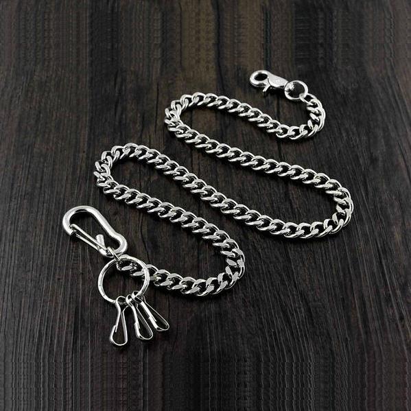BADASS SILVER STAINLESS STEEL MENS Key Chain PANTS CHAIN WALLET CHAIN BIKER WALLET CHAIN FOR MEN - imessengerbags