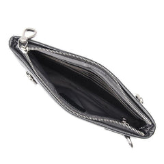 BLACK MENS LEATHER Yellow SLIM ZIPPER CLUTCH WRISTLET PURSE BAG CLUTCH BAG FOR MEN