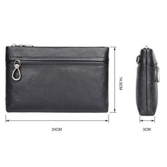 BLACK MENS LEATHER Yellow SLIM ZIPPER CLUTCH WRISTLET PURSE BAG CLUTCH BAG FOR MEN