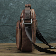 BROWN LEATHER MEN'S Small Side bag Vertical Courier Bag MESSENGER BAG FOR MEN - imessengerbags