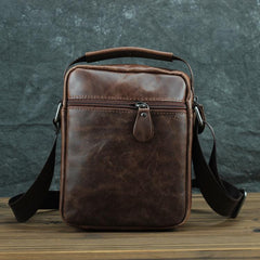 BROWN LEATHER MEN'S Small Side bag Vertical Courier Bag MESSENGER BAG FOR MEN