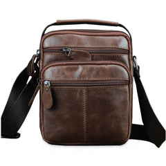 BROWN LEATHER MEN'S 10 inches Side bag Vertical Courier Bag MESSENGER BAG FOR MEN