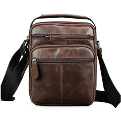 BROWN LEATHER MEN'S Small Side bag Vertical Courier Bag MESSENGER BAG FOR MEN - imessengerbags