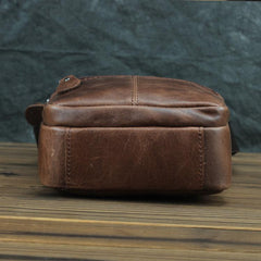 BROWN LEATHER MEN'S Small Side bag Vertical Courier Bag MESSENGER BAG FOR MEN