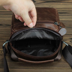 BROWN LEATHER MEN'S Small Side bag Vertical Courier Bag MESSENGER BAG FOR MEN - imessengerbags