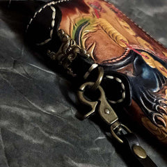 Badass Black Leather Men's Long Biker Handmade Wallet Beast Totem Tool –  imessengerbags